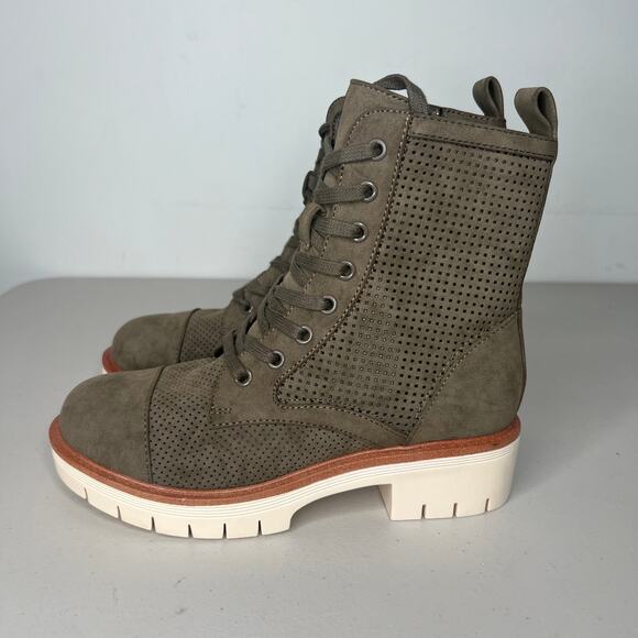 MIA Khaki Green Kashton Perforated Zip Combat Boot Size 9.5 - Picture 4 of 8